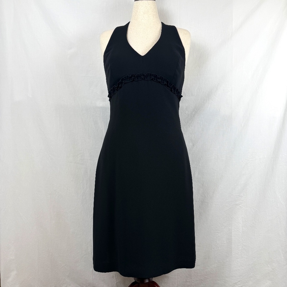 Amanda Smith LBD Black Halter Dress Midi Vintage Size 12